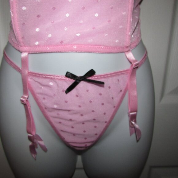 Dreamgirl Pink Mesh 3 Pc Corset Set - NEW - Picture 6 of 11